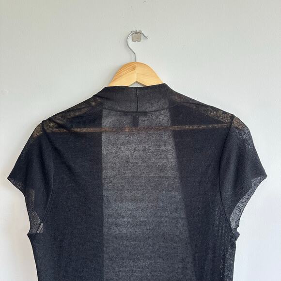 Eileen Fisher Hemp Blend Open Front Knit Semi-Sheer Short Sleeve Cardigan - Picture 7 of 7